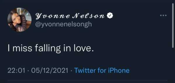 I Miss Falling In love, Says Yvonne Nelson