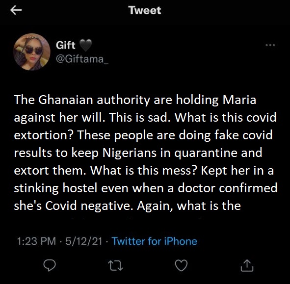 BBNaija’s Maria Detained in Ghana Over COVID 19 Laws