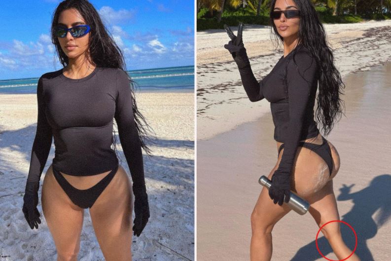 Kim Kardashian Deletes IG Photo After Being Accused Of Photoshopping Her Leg In Bikini Snaps