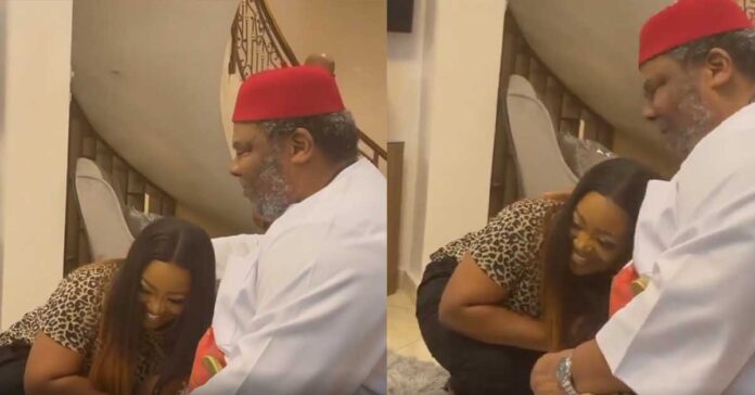 See How Ghanaian Actress Jackie Appiah Greeted Nollywood Actor, Pete Edochie After Meeting On Set (Video)